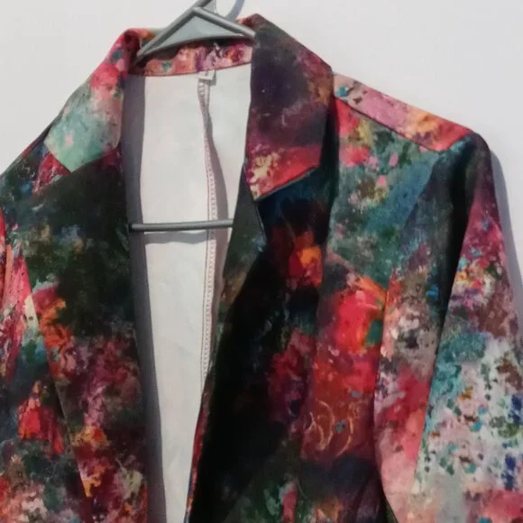 Women's Abstract Print Lightweight Single Button Blazer Size Small - Picture 3 of 6